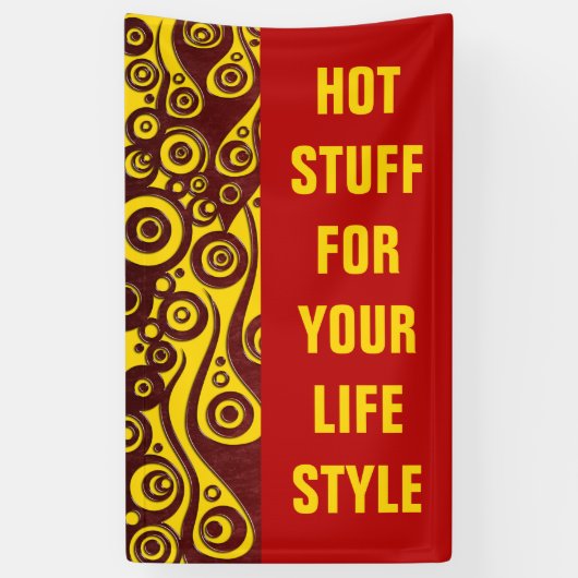 Tattoo vlammen en cirkels rood + uw rug. en idee spandoek (Verticaal)