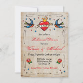 Tattoo vlammend hart vogels repetitie diner kaart (Voorkant)