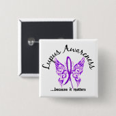 Tattoo vlinder 6.1 Lupus Vierkante Button 5,1 Cm (Voorkant /achterkant)