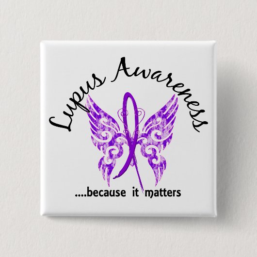 Tattoo vlinder 6.1 Lupus Vierkante Button 5,1 Cm (Voorkant)