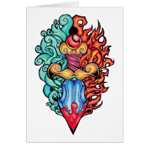 Tattoo voor brand en water Dagger