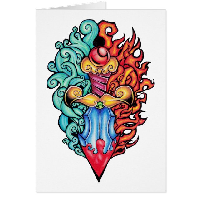 Tattoo voor brand en water Dagger (Voorkant)