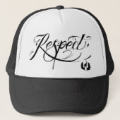 tattoo voor elefent industries Script Respect Trucker Pet (Voorkant)