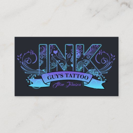 Tattoo voor inkttypografie Kunstmatige lavender/Aq Visitekaartje (Voorkant)