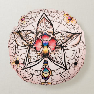 Tattoo voor kinderen Kunst met schone lijnen Rond Kussen