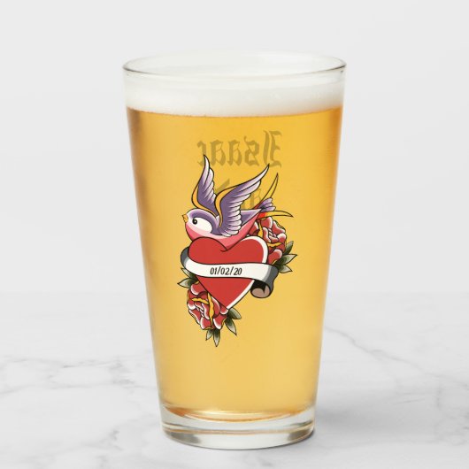 Tattoo voor persoonlijk Valentijnsdag Jubileum Glas (Voorkant gevuld)