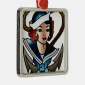 tattoo voor  zeezeilmeisje metalen ornament (Rechts)