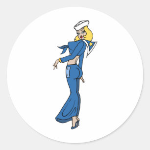 Tattoo Vrouw Sailor Ronde Sticker