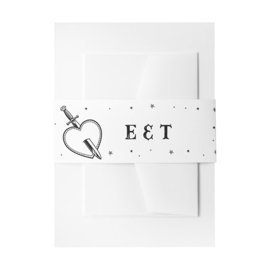 Tattoo Wedding Heart Knife Band bestek Uitnodigingen Wikkel (Voorkant Voorbeeld)
