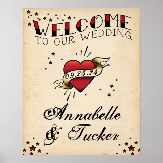 Tattoo Welkom bij ons trouwbord Poster (Voorkant)
