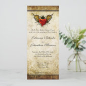  Tattoo Winged Heart Wedding Uitnodiging (Staand voorkant)