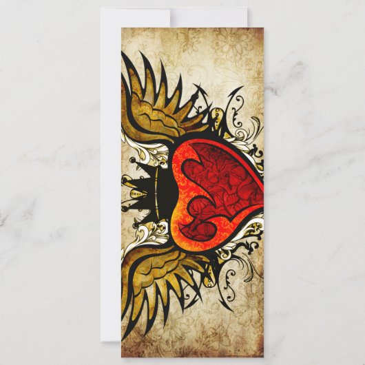 Tattoo Winged Heart Wedding Uitnodiging (Achterkant)