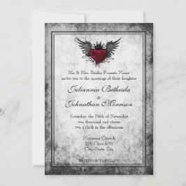 Tattoo Winged Heart Wedding Uitnodiging