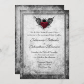  Tattoo Winged Heart Wedding Uitnodiging (Voorkant / Achterkant)