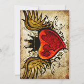 Tattoo Winged Heart Wedding Uitnodiging (Achterkant)