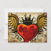  Tattoo Winged Heart Wedding Uitnodiging (Achterkant)