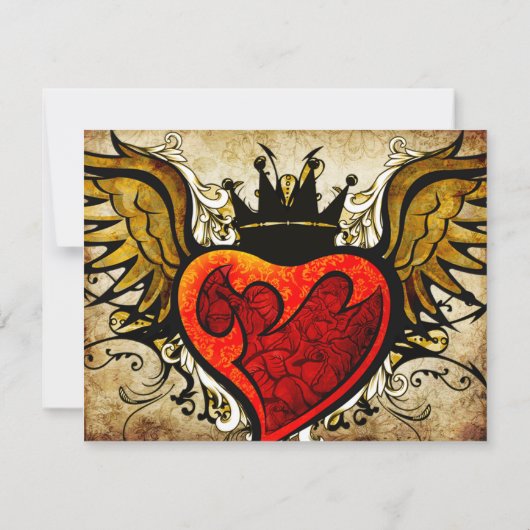  Tattoo Winged Heart Wedding Uitnodiging (Achterkant)