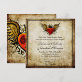 Tattoo Winged Heart Wedding Uitnodiging (Voorkant / Achterkant)