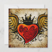 Tattoo Winged Heart Wedding Uitnodiging (Achterkant)