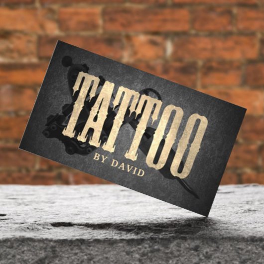 Tattoo Winkelen Tattoo Pistool Gold Typografie Visitekaartje