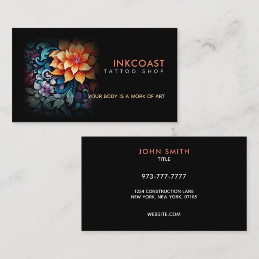 Tattoo Winkelslogans Visitekaartjes (Voorkant / Achterkant)