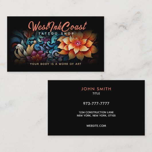 Tattoo Winkelslogans Visitekaartjes (Voorkant / Achterkant)