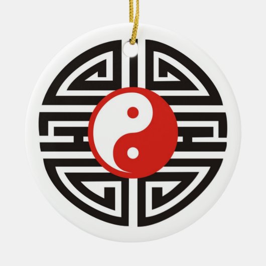 Tattoo Yin & Yang Keramisch Ornament (Voorkant)
