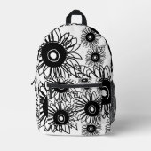 Tattoo Zonnebloem Bloem Zwart Wit Tattoo Bloem Bedrukte Rugzak (Voorkant)