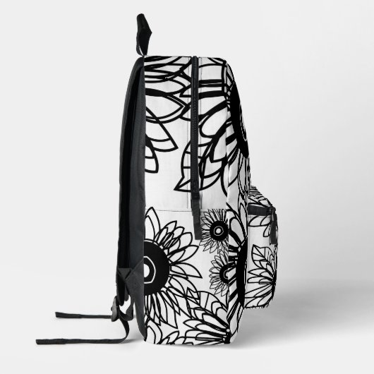 Tattoo Zonnebloem Bloem Zwart Wit Tattoo Bloem Bedrukte Rugzak (Links)