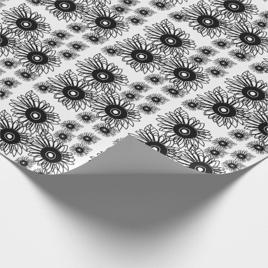 Tattoo Zonnebloem Bloem Zwart Wit Tattoo Bloem Cadeaupapier (Hoek)