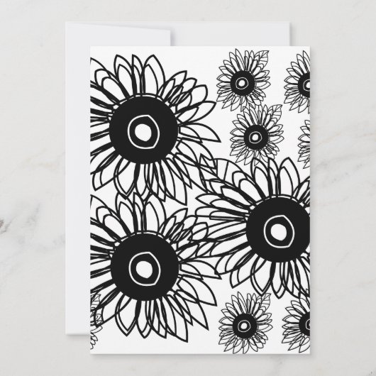 Tattoo Zonnebloem Bloemen Zwart Wit Tattoo Bruilof Kaart (Achterkant)