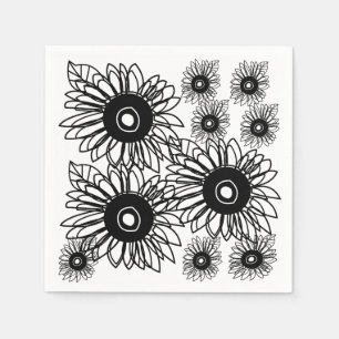 Tattoo Zonnebloem Bloemen Zwart Wit Tattoo Servet