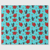 Tattoo zwaluwen en Rozen Rockabilly Verjaardag Cadeaupapier (Vlak)