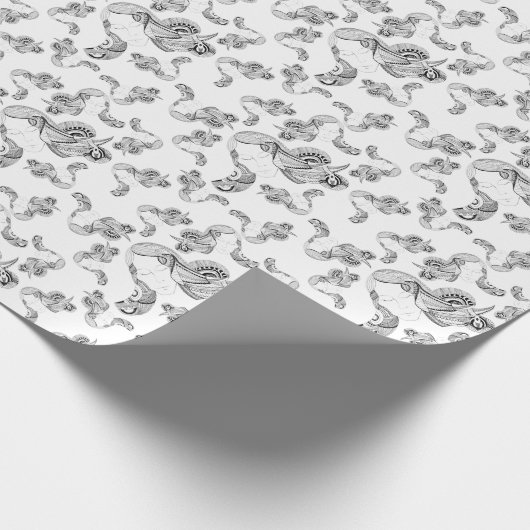 Tattoo, zwart en wit cadeaupapier (Hoek)