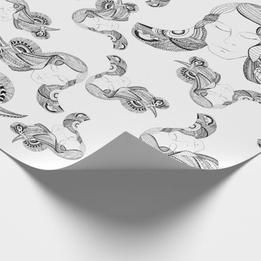 Tattoo, zwart en wit cadeaupapier (Hoek)