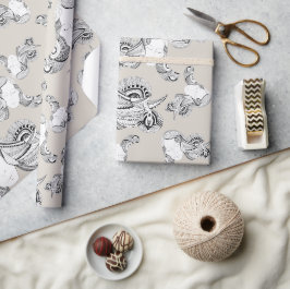 Tattoo, zwart en wit cadeaupapier