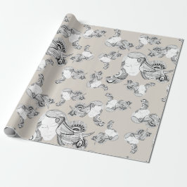 Tattoo, zwart en wit cadeaupapier