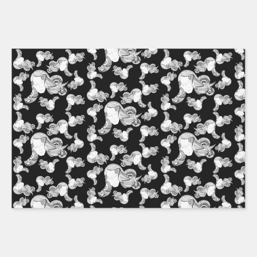 Tattoo, zwart en wit inpakpapier vel (Voorkant 2)