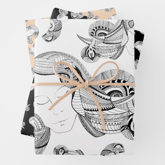 Tattoo, zwart en wit inpakpapier vel (In situ)