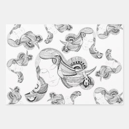 Tattoo, zwart en wit inpakpapier vel