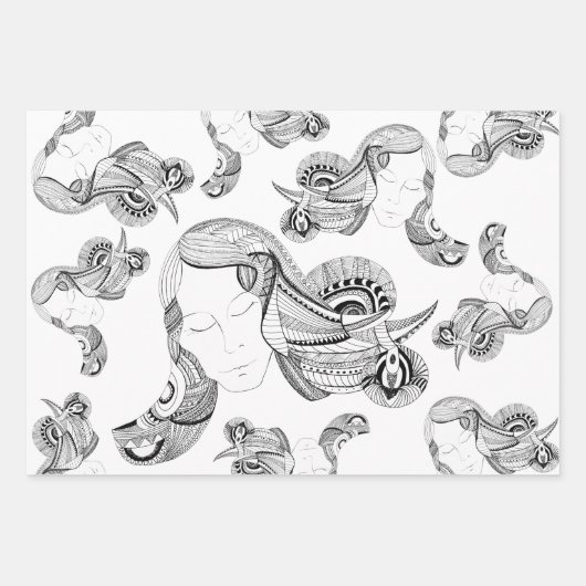 Tattoo, zwart en wit inpakpapier vel (Voorkant)