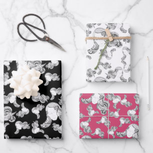 Tattoo, zwart en wit roze inpakpapier vel