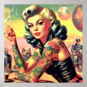 Tattooed Biker Pin-up Poster (Voorkant)