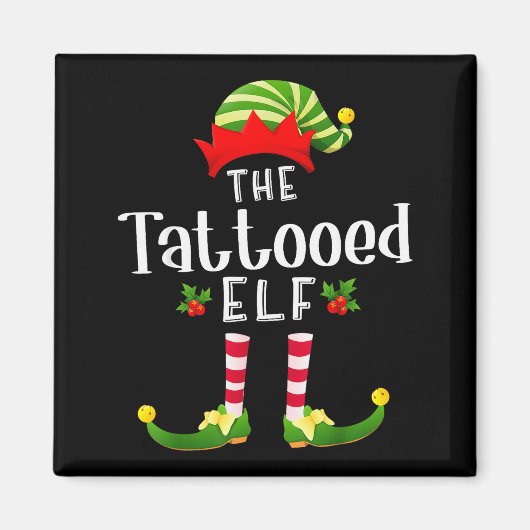 Tattooed Christmas Elf Matching Pajama X-mas Party Magneet (Voorkant)