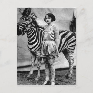 Tattooed Circus Lady en Zebra Briefkaart
