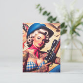 Tattooed Cowgirl Pin-up Briefkaart (Staand voorkant)