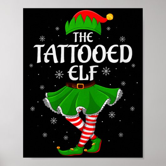 Tattooed Elf Christmas Family Girls Women Elf Squa Poster (Voorkant)