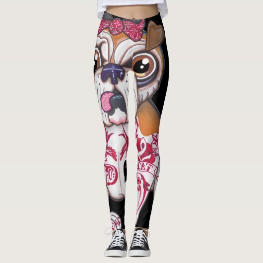 Tattooed English Bulldog Leggings (Voorkant)