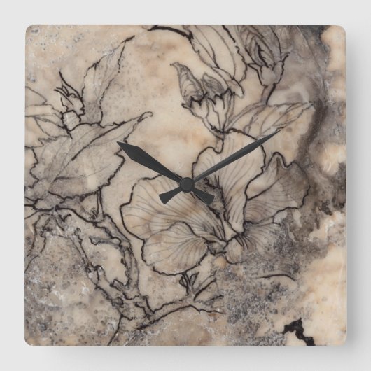 Tattooed Floral I Vierkante Klok (Voorkant)