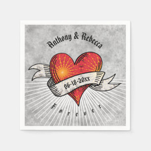 Tattooed Hearts Voeg namen en datum toe Servetten